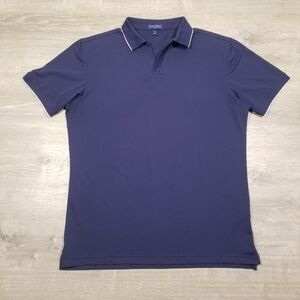 Peter Millar Crown Crafted Mens Navy Blue Performance Polo Shirt Medium Tipped